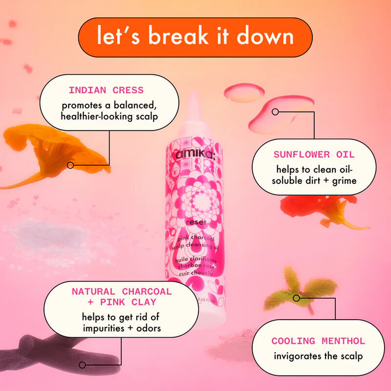 amika Reset Pink Charcoal Scalp Cleansing Oil image number 2