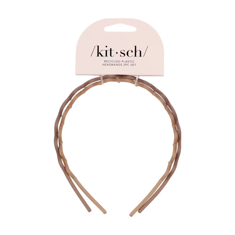 Kitsch Recycled Plastic Zig-Zag Headbands 2pc Set- Neutral image number 0