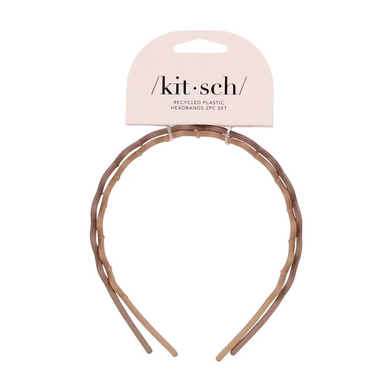 Kitsch Recycled Plastic Zig-Zag Headbands 2pc Set- Neutral image number 0
