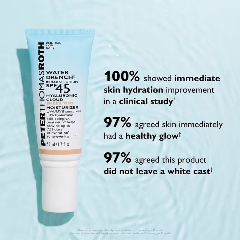 Peter Thomas Roth Water Drench Broad Spectrum SPF 45 Hyaluronic Cloud Sheer Tint Moisturizer image number 3