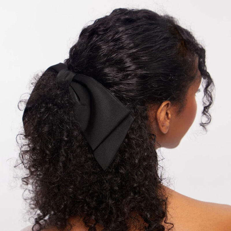 Kitsch Recycled Fabric Bow Hair Clip - Black image number 2