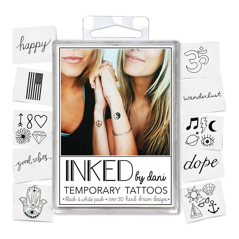 INKED by Dani Black and White Temporary Tattoos Pack image number 1