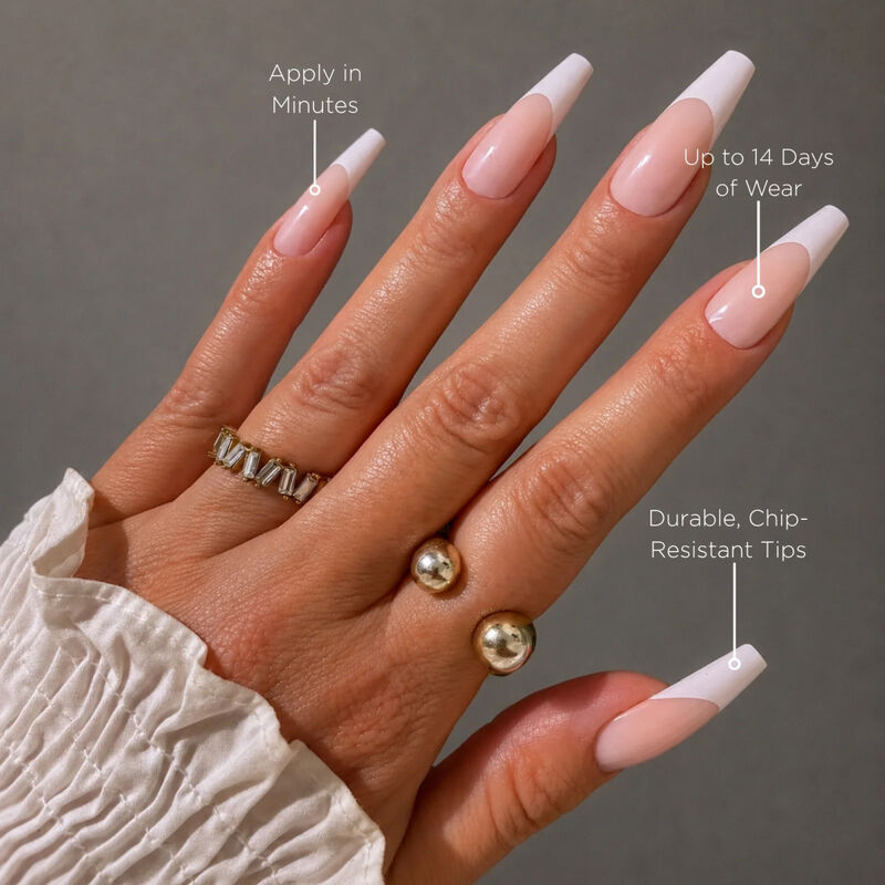 Paintab Classic French Extra Long Press On Nails image number 1