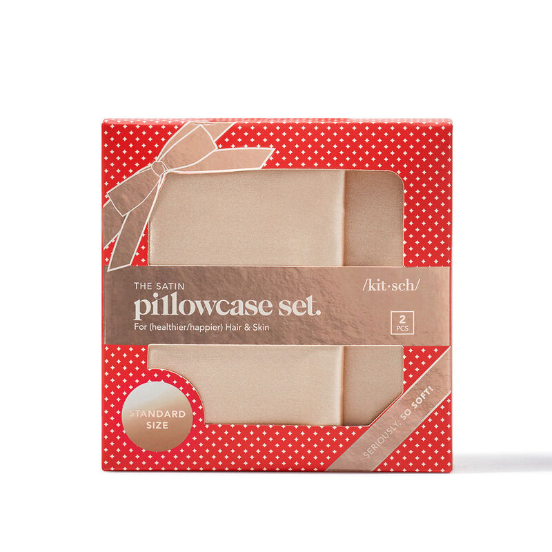 Kitsch Holiday Satin Standard Pillowcase 2pc - Champagne image number 0