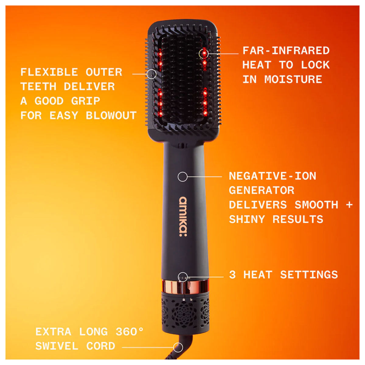 amika Double Agent 2 in 1 Straightening Blow Dryer Brush