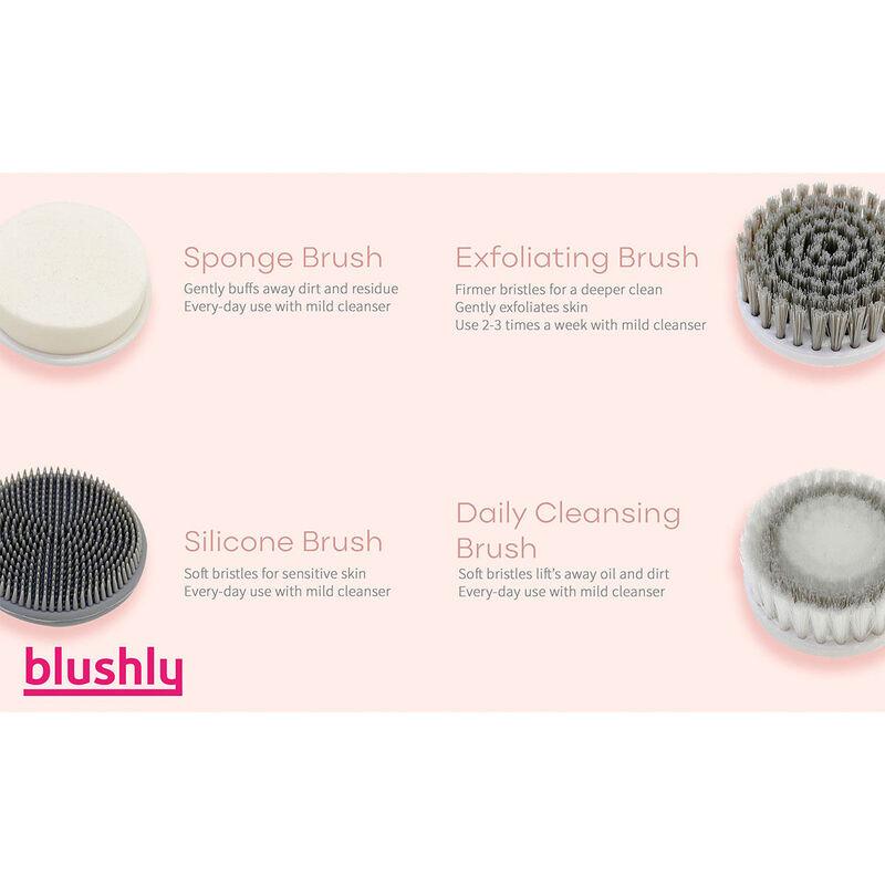 Blushly Cleansing and Exfoliating Face Brush (4 Cleansing Heads) image number 4