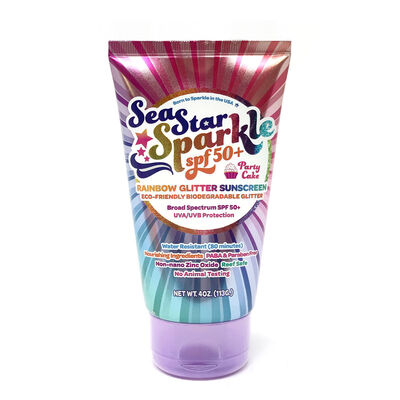 Sunshine & Glitter SeaStar Sparkle SPF50+ Rainbow Glitter Sunscreen in Party Cake