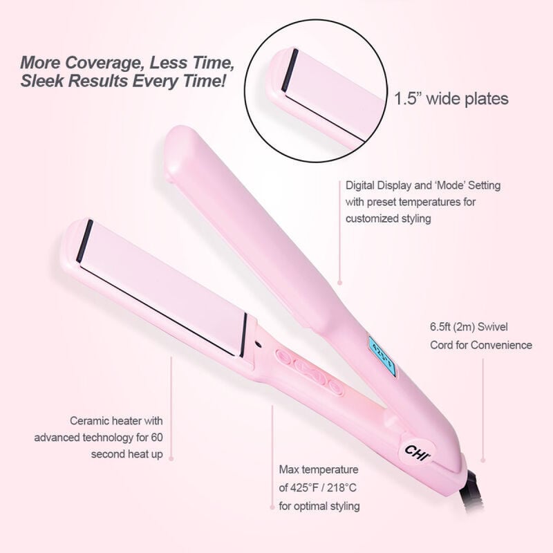 CHI Original Digital 1.5" Light Pink Ceramic Hairstyling Iron image number 1