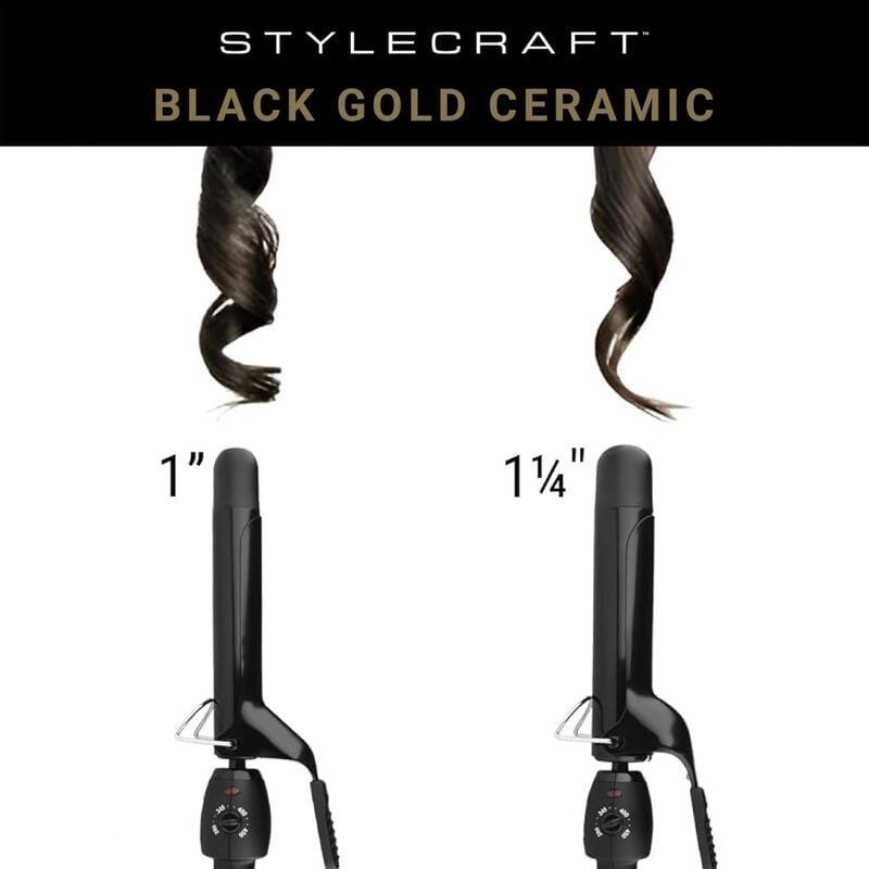 StyleCraft Black Gold Ceramic Professional Curling Iron image number 2