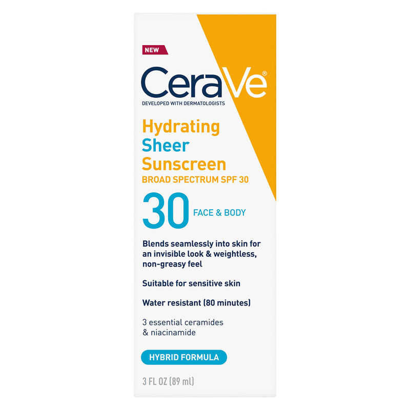 CeraVe Hydrating Sheer Sunscreen Broad Spectrum SPF 30 for Face & Body image number 1
