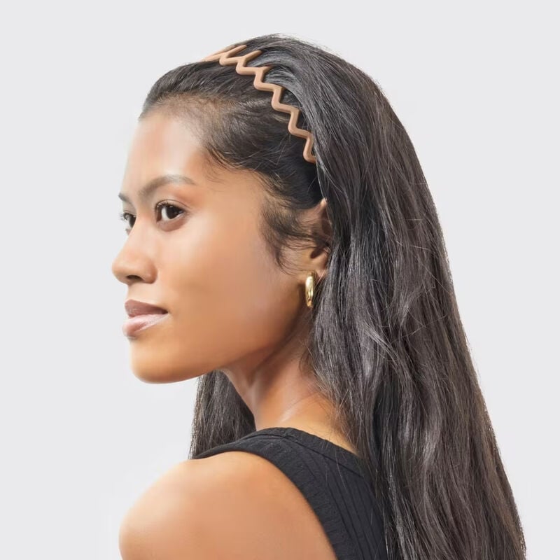Kitsch Recycled Plastic Zig-Zag Headbands 2pc Set- Neutral image number 2