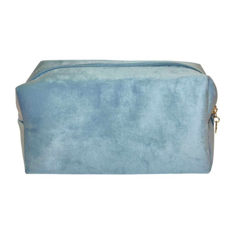 Icy-Blue Velvet Cosmetic Bag image number 0
