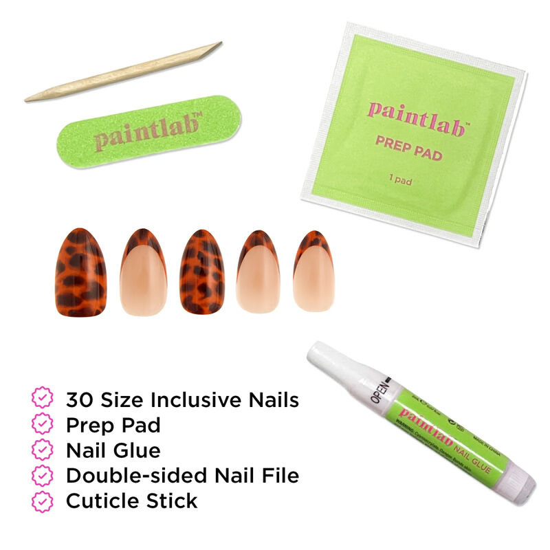 Paintlab Tortie Tips Short Almond Press On Nails image number 3