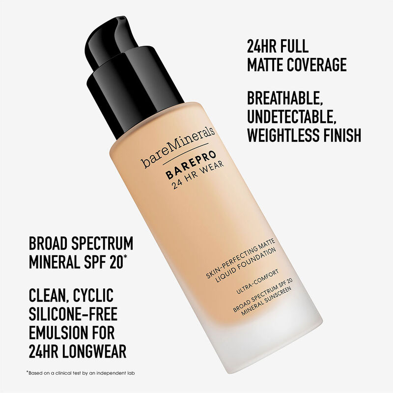 bareMinerals BAREPRO 24HR Wear Skin-Perfecting Matte Liquid Foundation Mineral SPF 20 image number 4