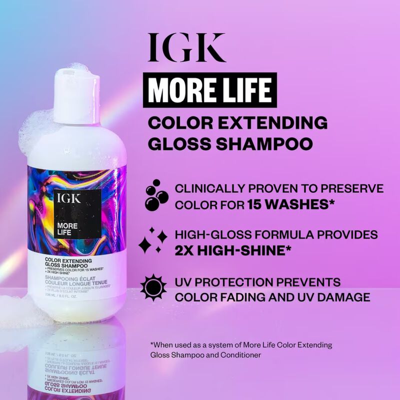 IGK More Life Color Extending Gloss Shampoo image number 1