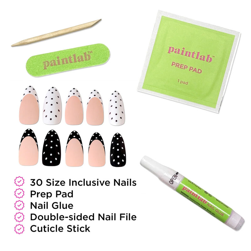 Paintlab Polka Dot Couture Almond Press On Nails image number 3