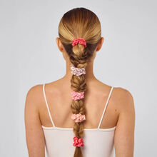 Kitsch Ruched Lace Scrunchies Cherry Lacquer & Dusty Pink 5pc Set