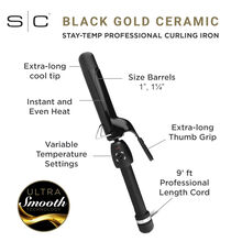StyleCraft Black Gold Ceramic Professional Curling Iron