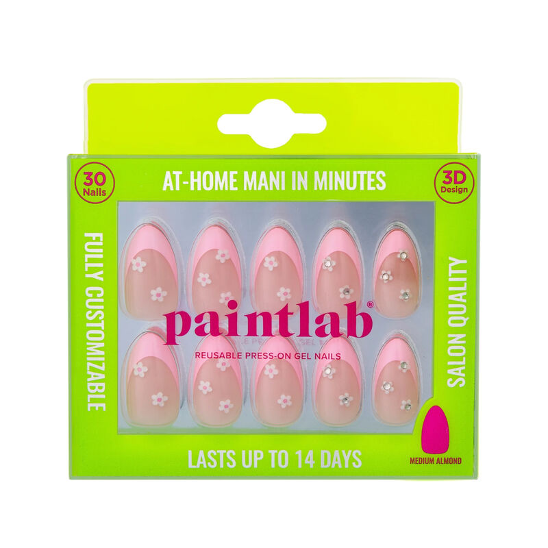 Paintlab Daisy Glam Short Almond Press On Nails image number 0