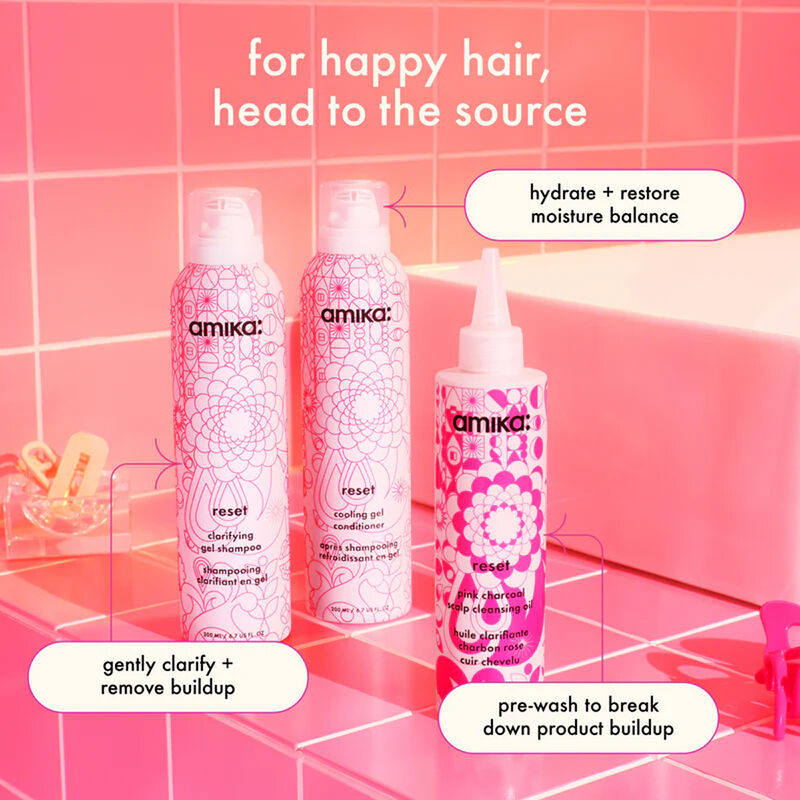 amika Reset Pink Charcoal Scalp Cleansing Oil image number 3
