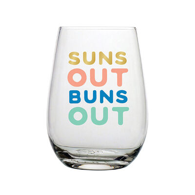 Slant Suns Out Buns Out Wine Glass