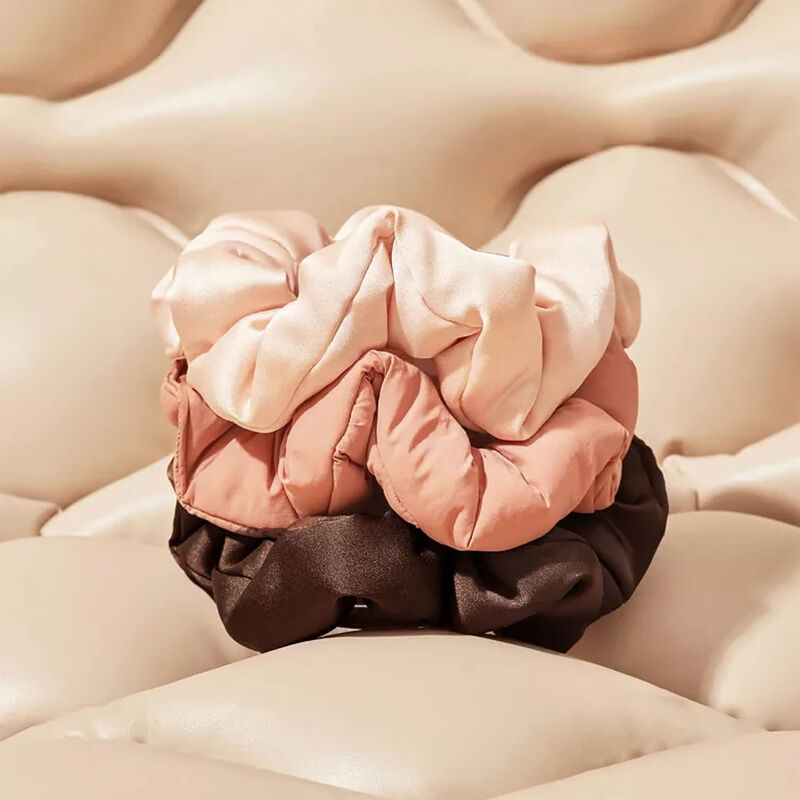 Kitsch Recycled Fabric Puffy Scrunchies 3pc Set - Rosewood image number 2