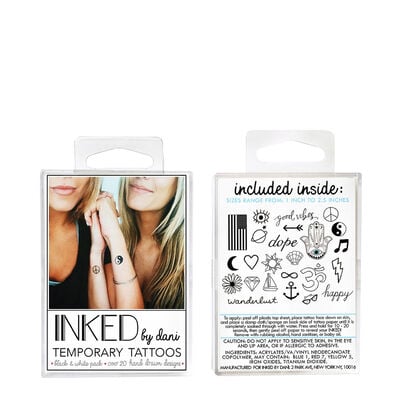 INKED by Dani Black and White Temporary Tattoos Pack