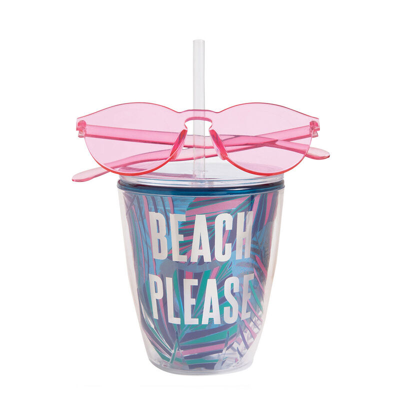 Slant Wine Glass "Beach Please" image number 0