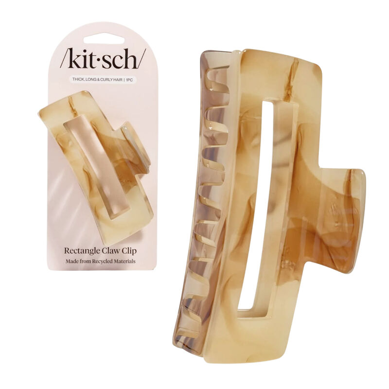 Kitsch Plastic Jumbo Open Shape Claw Clip Chocolate Marble image number 0