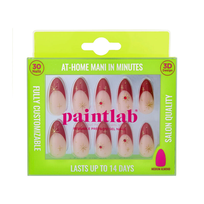 Paintlab Red Celestial Almond Press On Nails image number 0