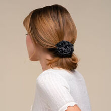 Kitsch Rosette Ruched Satin Scrunchies Black 3pc Set
