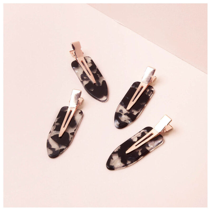 Kitsch Creaseless Clips 4 pc Set - Black Terrazzo image number 3