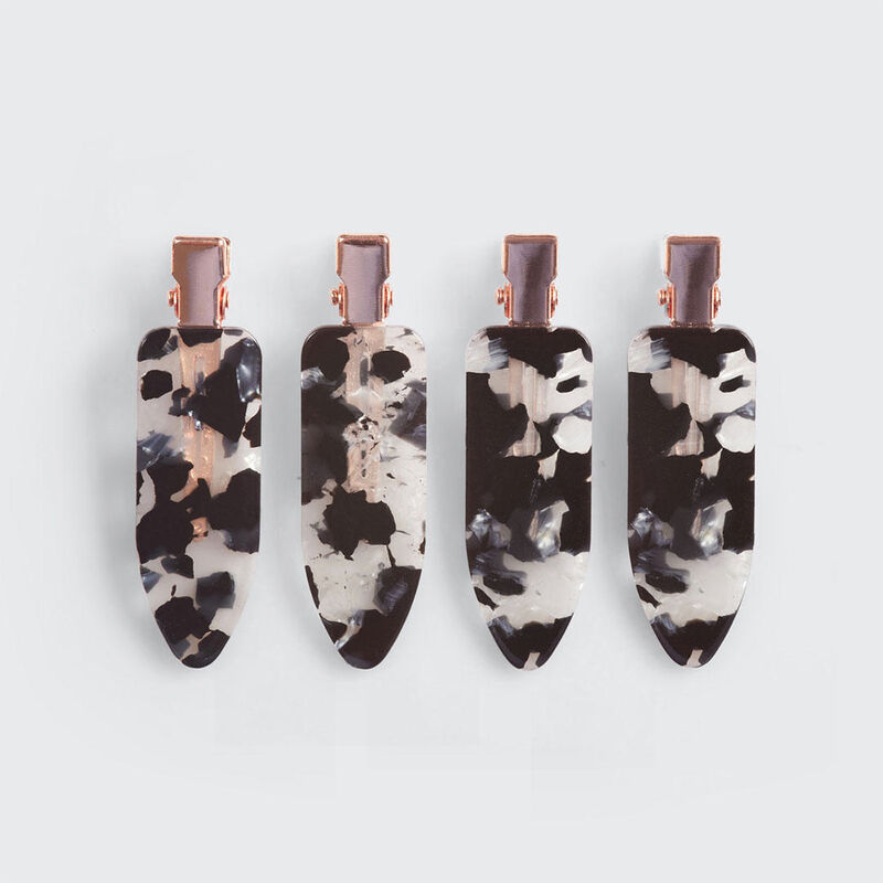 Kitsch Creaseless Clips 4 pc Set - Black Terrazzo image number 2