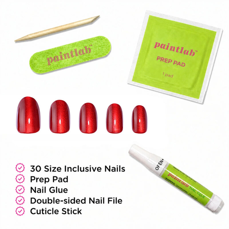 Paintlab Red Ruby Oval Press On Nails image number 3