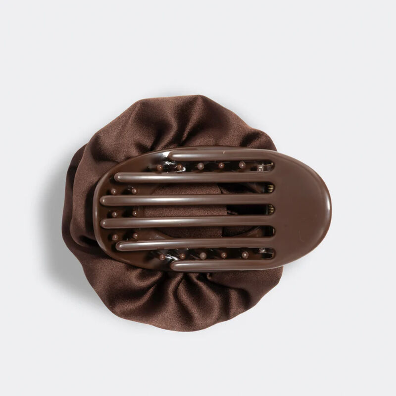 Kitsch Medium Satin Rosette Flat Cloud Clip Chocolate image number 2