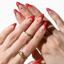 Paintlab Red Celestial Almond Press On Nails