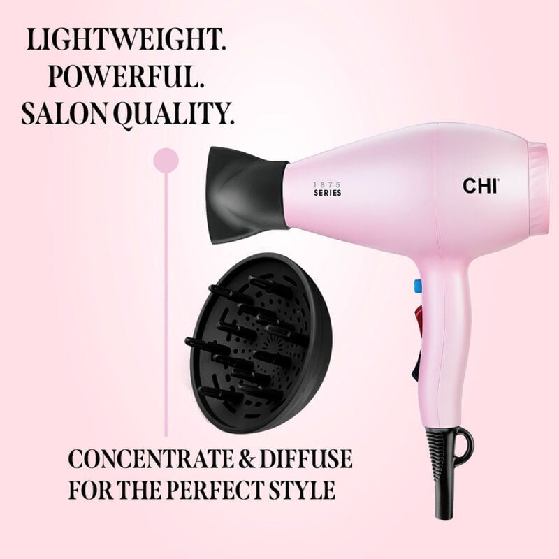 CHI 1875 Series Light Pink Advanced Ionic Hair Dryer image number 2