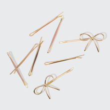Kitsch Metal Enamel Puffy & Bow Bobby Pins 8pc Set - Rosewood
