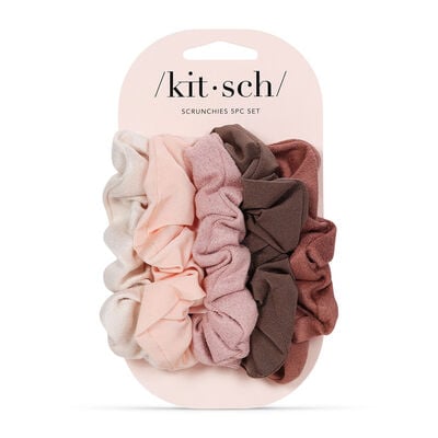 Kitsch Assorted Textured Scrunchies 5pc - Terracotta