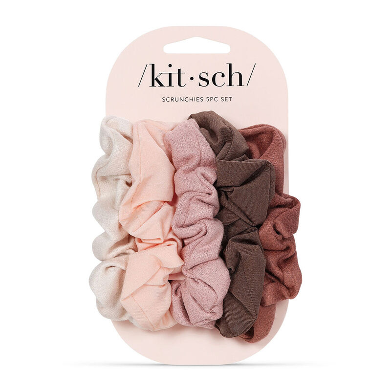 Kitsch Assorted Textured Scrunchies 5pc - Terracotta image number 0