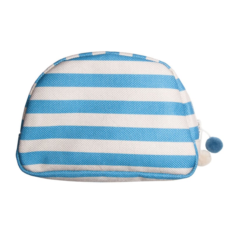 Blue & White Striped Cosmetic Bag image number 0