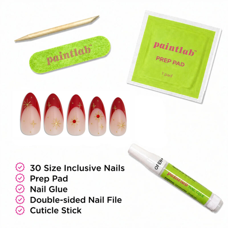 Paintlab Red Celestial Almond Press On Nails image number 3