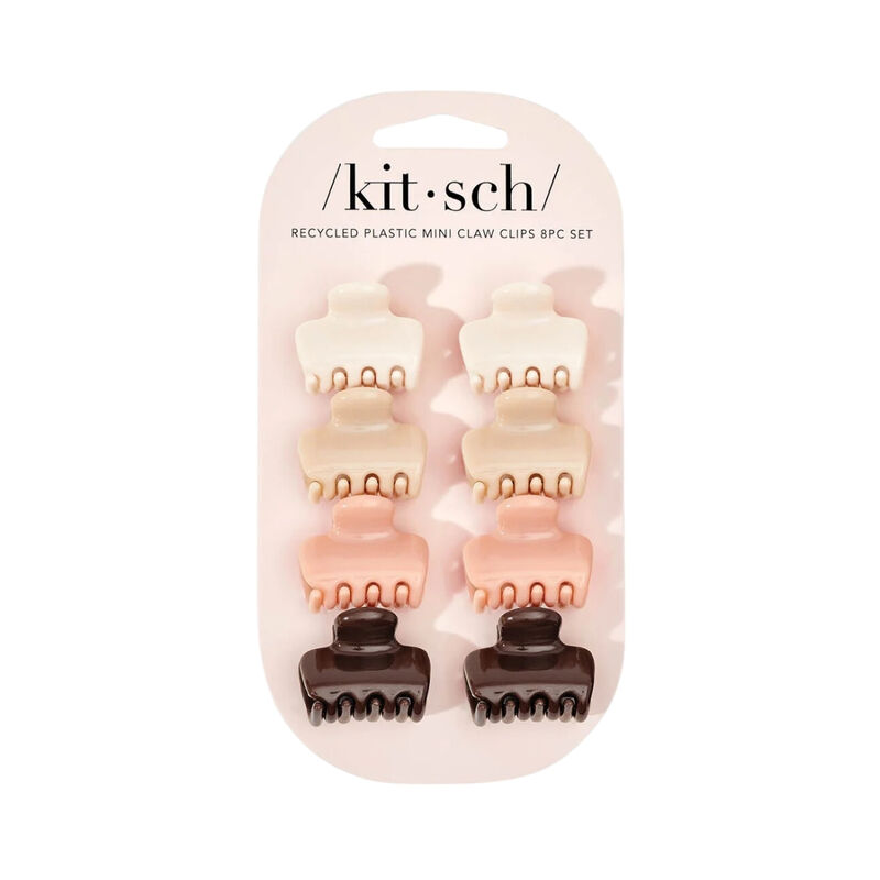 Kitsch Recycled Plastic Mini Puffy Claw Clips 8pc Set - Rosewood image number 0