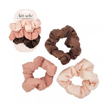 Kitsch Recycled Fabric Puffy Scrunchies 3pc Set - Rosewood