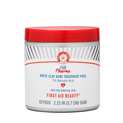 First Aid Beauty FAB Pharma White Clay Acne Treatment Pads 2% Salicylic Acid