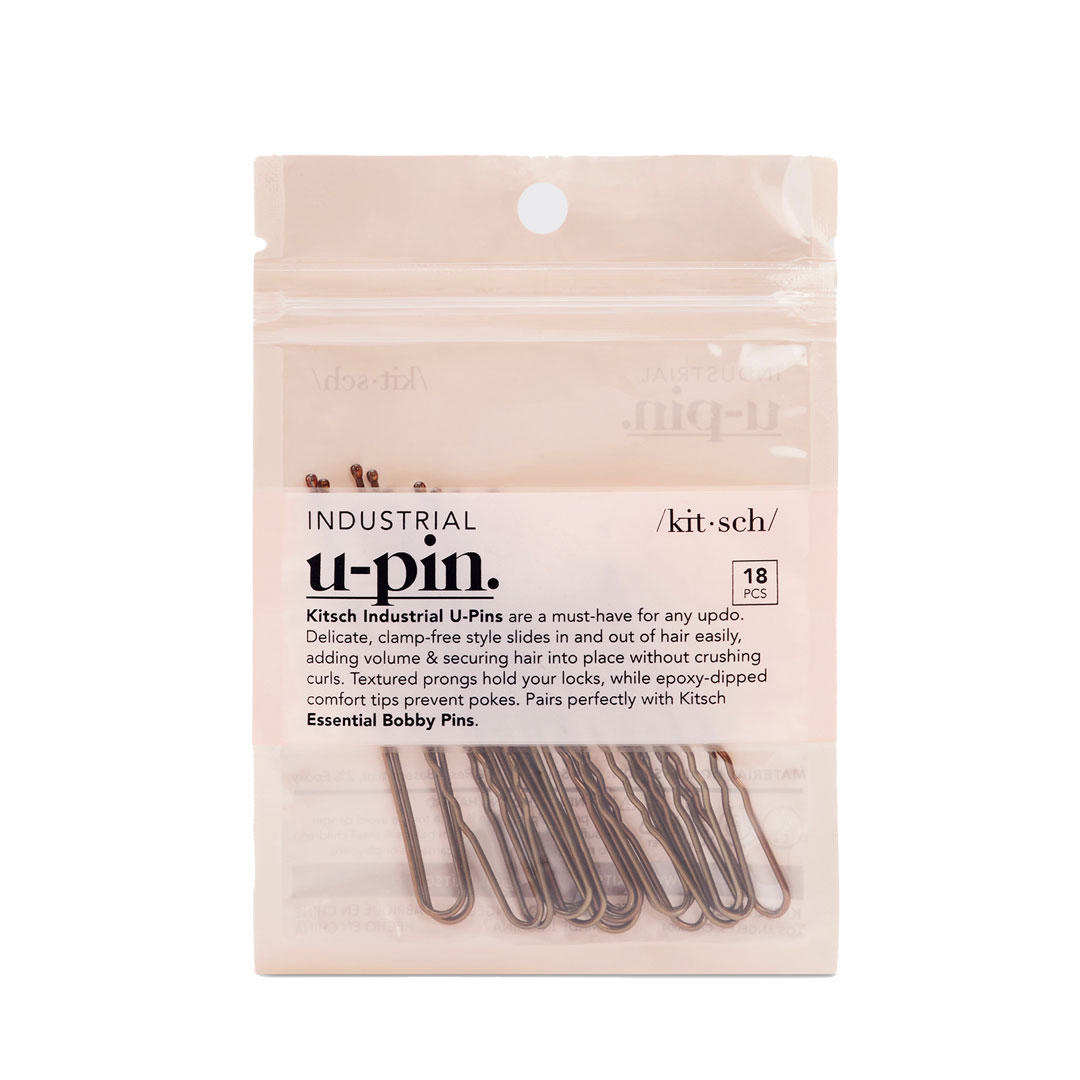 Kitsch Industrial U-Shape Bobby Pins for Styling Pins for Buns 18pc Brown